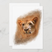 美しいライオネス絵画ウォーター サンキューカード (正面/裏面)