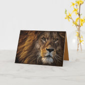 美しいライオンの折りたたみグリーティングカード カード (黄色い花)