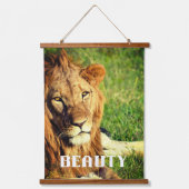 美しいライオン 吊り下げ型タペストリー (正面)