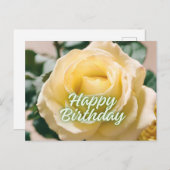 美しいライトイエローのバラの誕生日 ポストカード (正面/裏面)