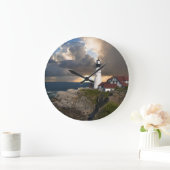 美しいライトハウスオーバー海ラウンドウォールクロック ラージ壁時計 (ホーム)