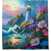 美しいライトハウスラバーズビーチ シャワーカーテン (正面)