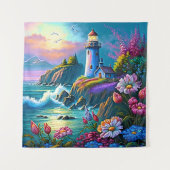 美しいライトハウスラバーズビーチ タペストリー (正面)