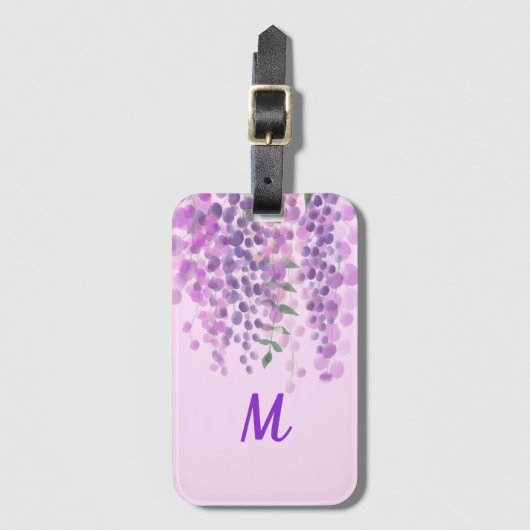 美しいライトパープルの水色の藤を見る ラゲッジタグ (正面縦)