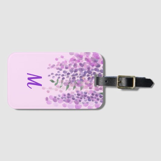美しいライトパープルの水色の藤を見る ラゲッジタグ (正面横)