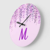 美しいライトパープルの水色の藤を見る ラージ壁時計 (傾斜)