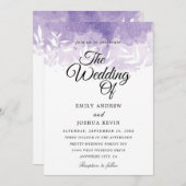 美しいライトパープル結婚式招待状 招待状 (正面/裏面)