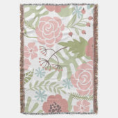 美しいライトピンクと緑の花 スローブランケット (正面縦)