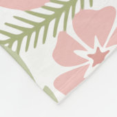 美しいライトピンクと緑の花 フリースブランケット (角)