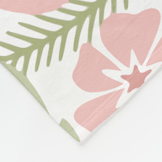 美しいライトピンクと緑の花 フリースブランケット (角)