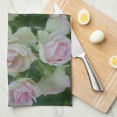 美しいライトピンクガーデンバラ キッチンタオル (四つ折り)