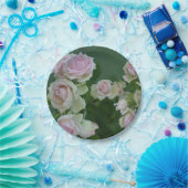 美しいライトピンクガーデンバラ ペーパープレート (パーティー)