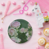 美しいライトピンクガーデンバラ ペーパープレート (パーティー)