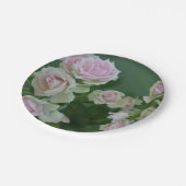 美しいライトピンクガーデンバラ ペーパープレート (アングル)