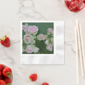 美しいライトピンクガーデンバラ 縁ありカクテルナプキン (インサイチュ)