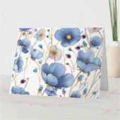 美しいライトブルーのフローラ結婚の挨拶 カード (裏面)