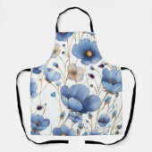 美しいライトブルーのフローラ エプロン (正面)