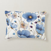 美しいライトブルーの野花 アクセントクッション (裏面)