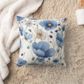 美しいライトブルーの野花 クッション (ブランケット)
