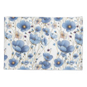 美しいライトブルーの野花 枕カバー (裏面)