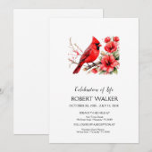 美しいライフトリビュートカード（カーディナルとハイビスカス） 招待状 (正面/裏面)