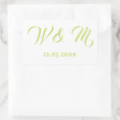 美しいライムと白 長方形シール (バッグ)