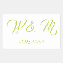 美しいライムと白 長方形シール