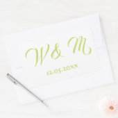 美しいライムと白 長方形シール (封筒)