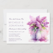 美しいライラックの花のクリスチャン聖書ウェディング 招待状 (正面)