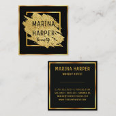 美しいラグジュアリーブラック金ゴールドエレガントデザイン スクエア名刺 (正面/裏面)