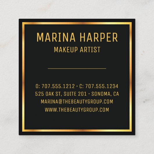 美しいラグジュアリーブラック金ゴールドエレガントデザイン スクエア名刺 (裏面)