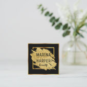 美しいラグジュアリーブラック金ゴールドエレガントデザイン スクエア名刺 (スタンド正面)