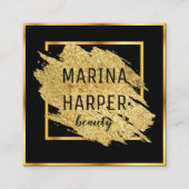 美しいラグジュアリーブラック金ゴールドエレガントデザイン スクエア名刺 (正面)