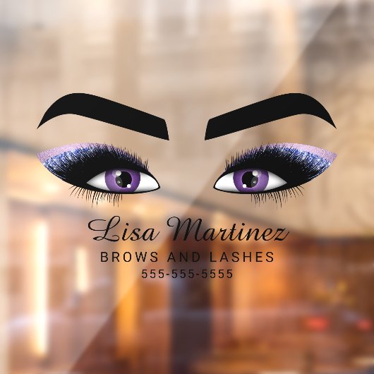 美しいラッシュブロービジネスパープルグリッター ウィンドウサイン (シート2)