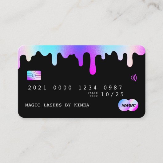 美しいラッシュ爪、 ネイルテックパープル&ピンククレジットスタイル 名刺 (正面)