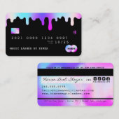 美しいラッシュ爪、 ネイルテックパープル&ピンククレジットスタイル 名刺 (正面/裏面)