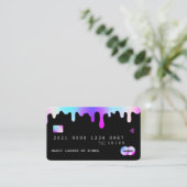 美しいラッシュ爪、 ネイルテックパープル&ピンククレジットスタイル 名刺 (スタンド正面)