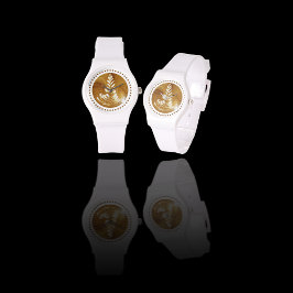 美しいラテフローラリーフアートツリーホワイト 腕時計