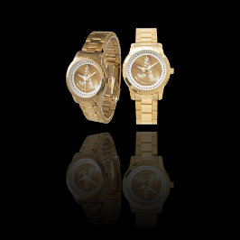 美しいラテフローラリーフアートツリー金ゴールド 腕時計