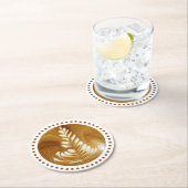 美しいラテフローラリーフアートツリー ラウンドペーパーコースター (インサイチュ)