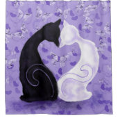 美しいラブシャワーカーテンカップル猫 シャワーカーテン (正面)