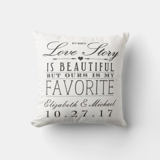 美しいラブストーリーの結婚式の記念品の枕ライト クッション (正面)
