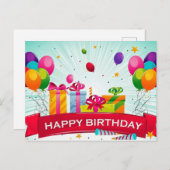 美しいラブパープルハッピーバースデー ポストカード (正面/裏面)