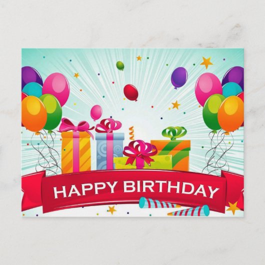 美しいラブパープルハッピーバースデー ポストカード (正面)