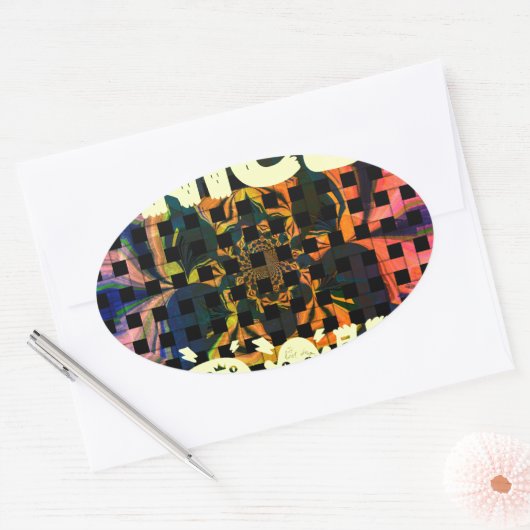 美しいラブリーハナイスデイ文字プリントベクトル 楕円形シール (封筒)