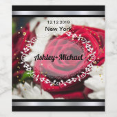 美しいラベル、バラ、赤いバラ、透かし彫り ワインラベル (シングルラベル)