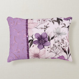 美しいラベンダーとピンクのフローラ アクセントクッション