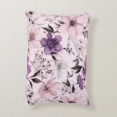 美しいラベンダーとピンクのフローラ アクセントクッション (裏面(縦))