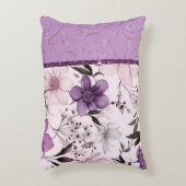 美しいラベンダーとピンクのフローラ アクセントクッション (正面(垂直))