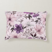 美しいラベンダーとピンクのフローラ アクセントクッション (裏面)
